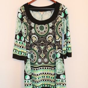 Dressbarn Turquoise and Black Dress